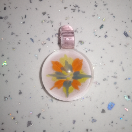 Colourful Flower Pendant with Pink Filter