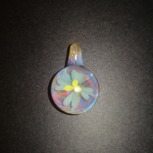 Yellow and Blue Flower Pendant
