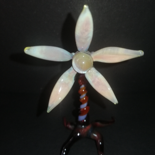 Earthy Green Free Standing Flower with Spiral Stem